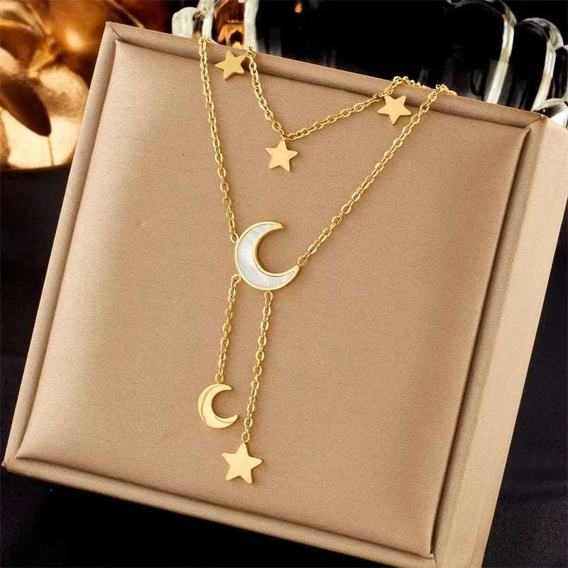 316L Stainless Steel Heart Eye Square Butterfly Pendant Necklace