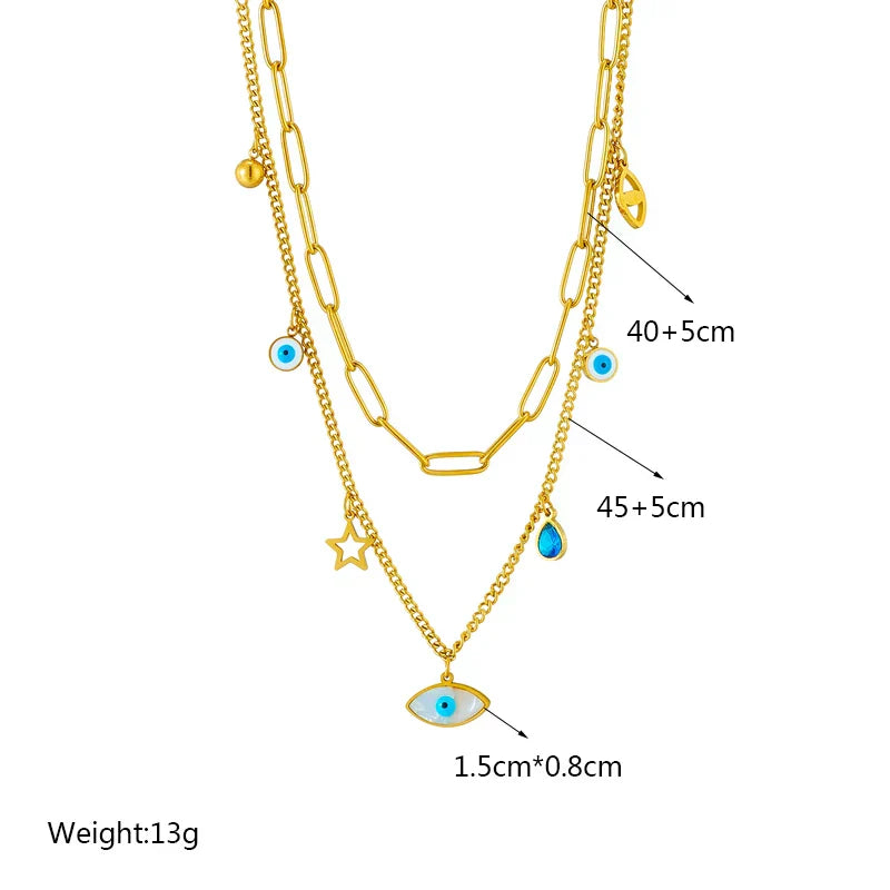 316L Stainless Steel Heart Eye Square Butterfly Pendant Necklace