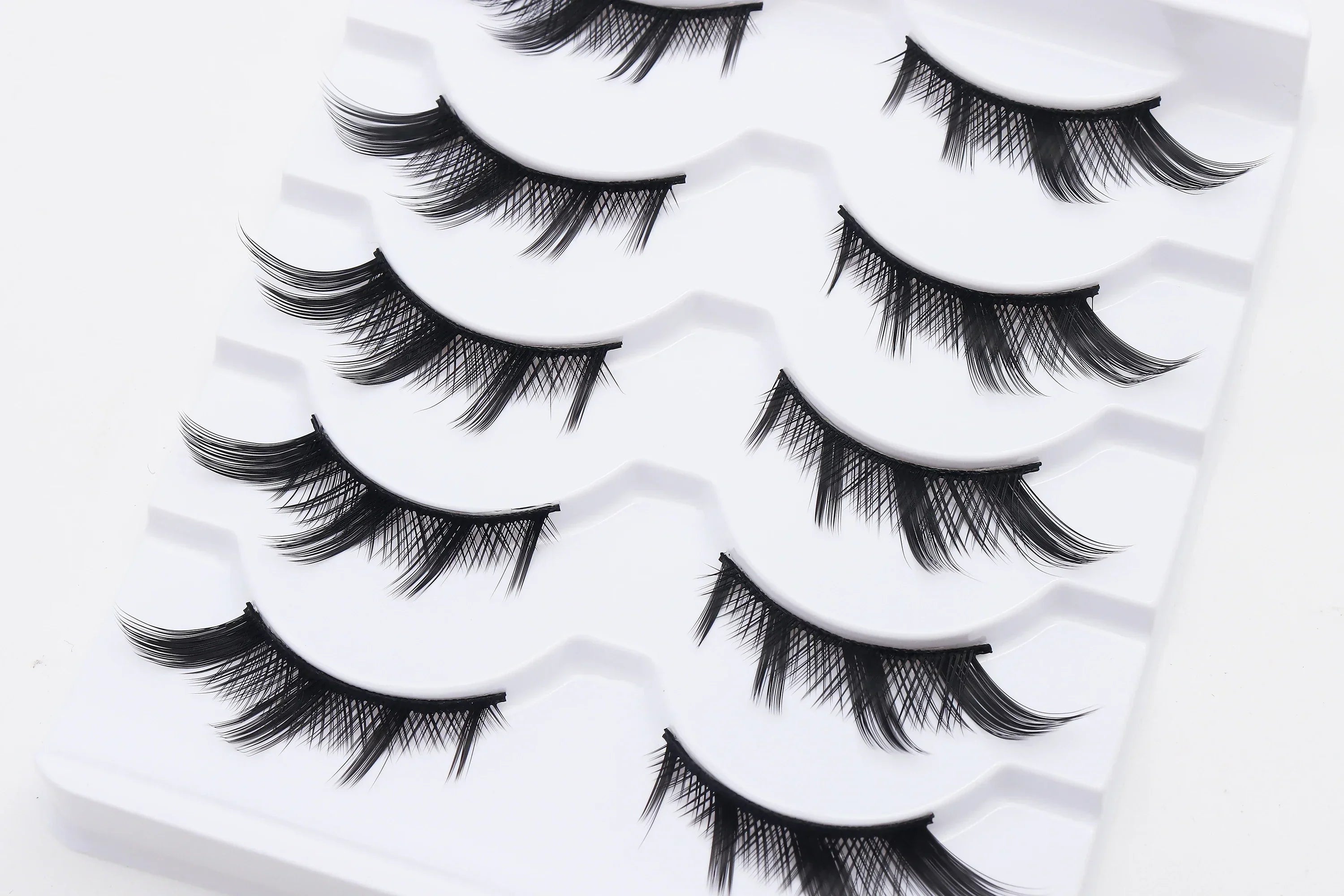 DINGSEN 5 Pairs Manga Lashes Cosplay Fake Eyelashes Strip Lash Soft Natural Look Fox Eye Korean Manhua Makeup False Eyelashes