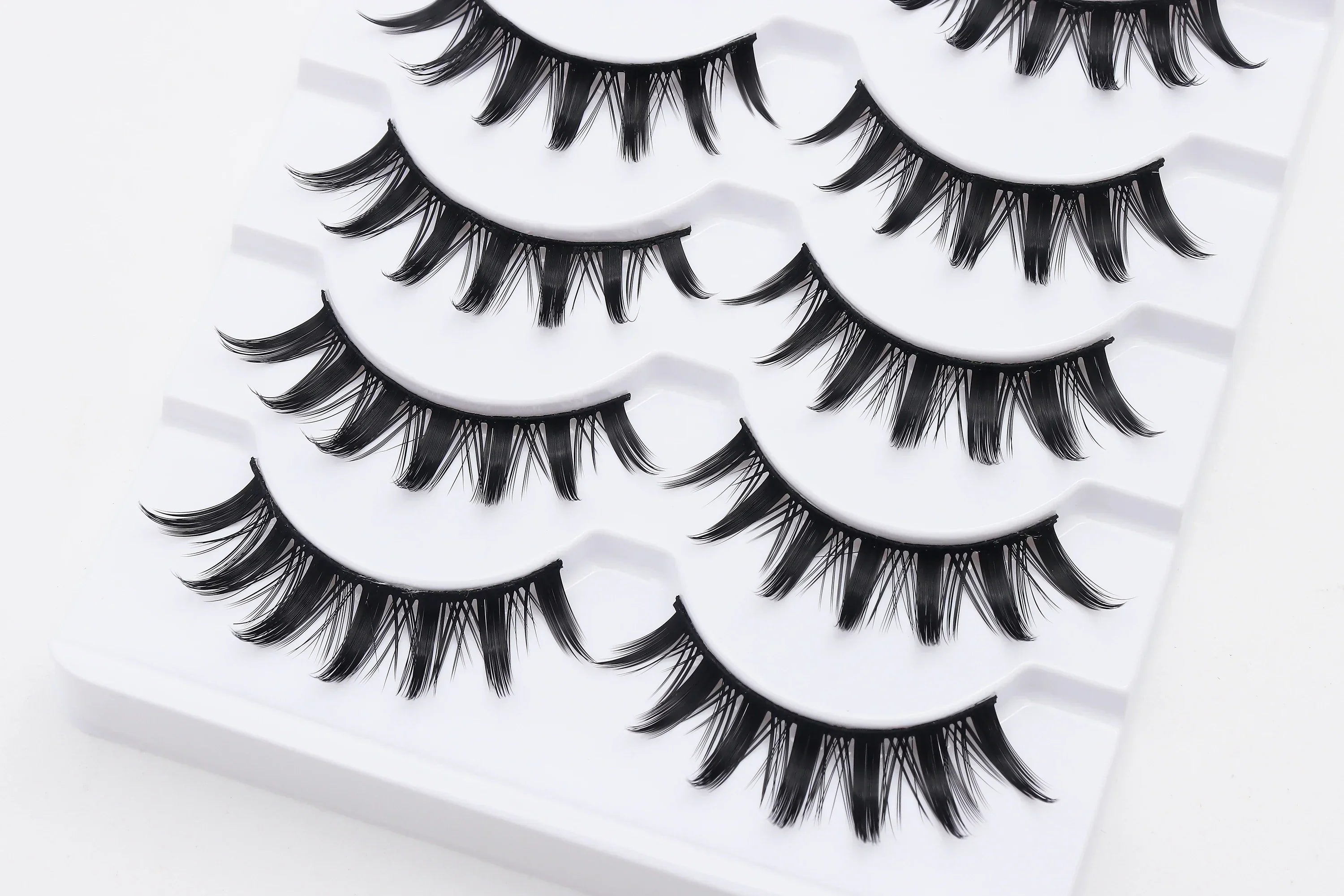 DINGSEN 5 Pairs Manga Lashes Cosplay Fake Eyelashes Strip Lash Soft Natural Look Fox Eye Korean Manhua Makeup False Eyelashes
