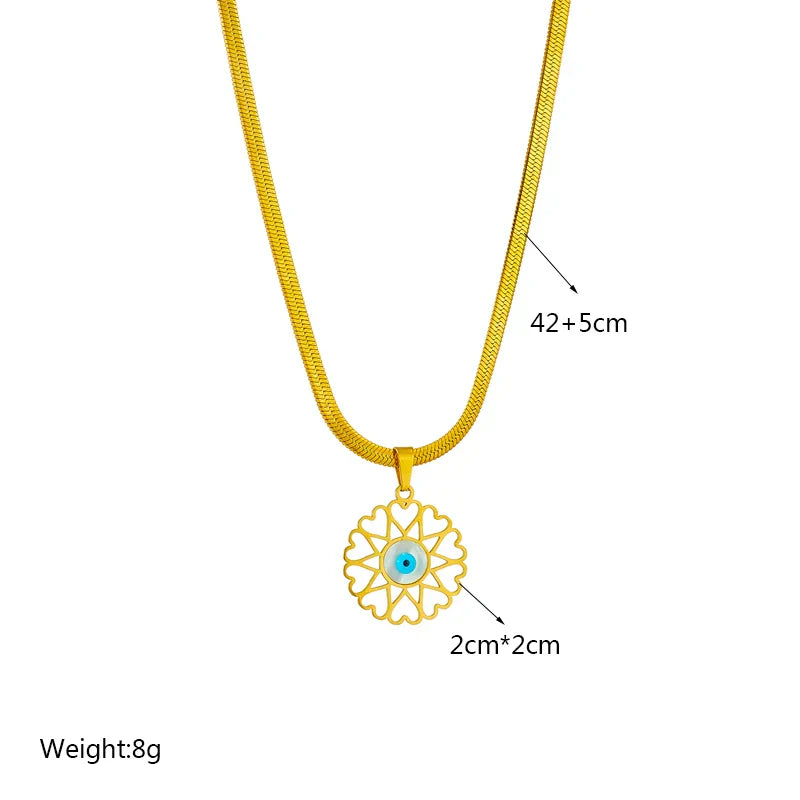 316L Stainless Steel Heart Eye Square Butterfly Pendant Necklace