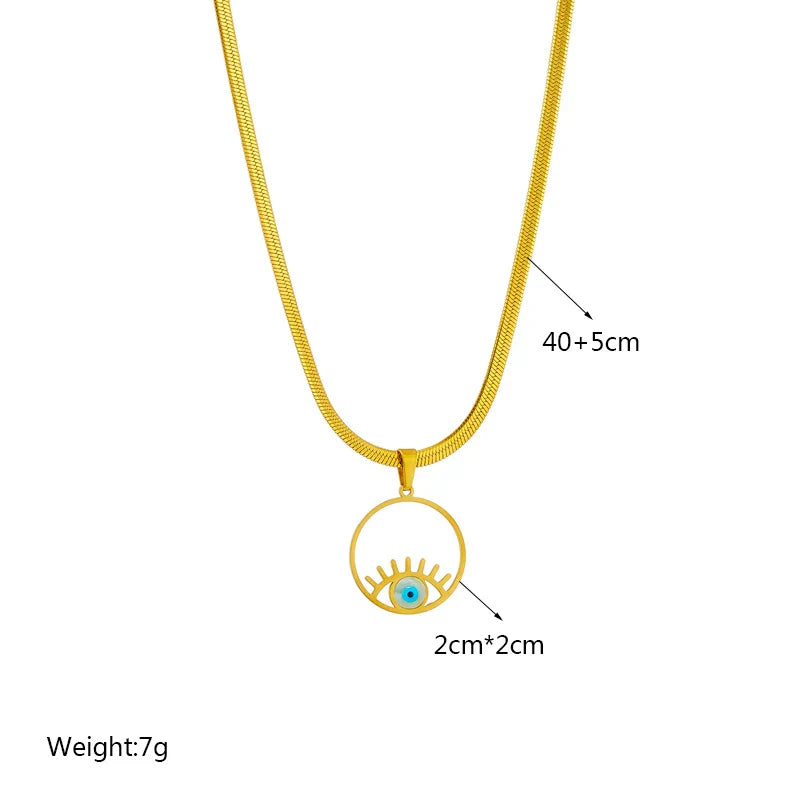 316L Stainless Steel Heart Eye Square Butterfly Pendant Necklace