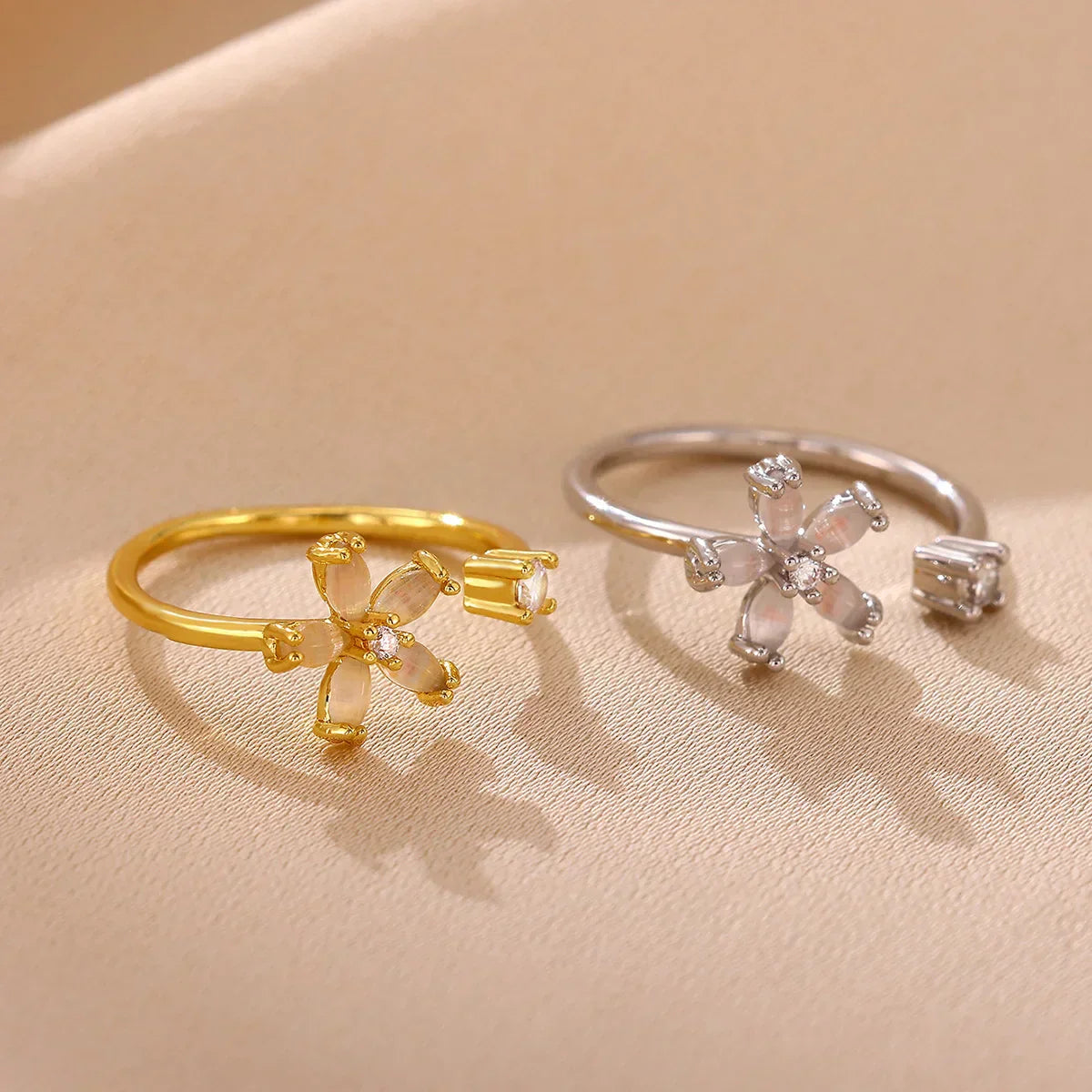 Opal Flower Rings For Women Cubic Zirconia TRENDY Style