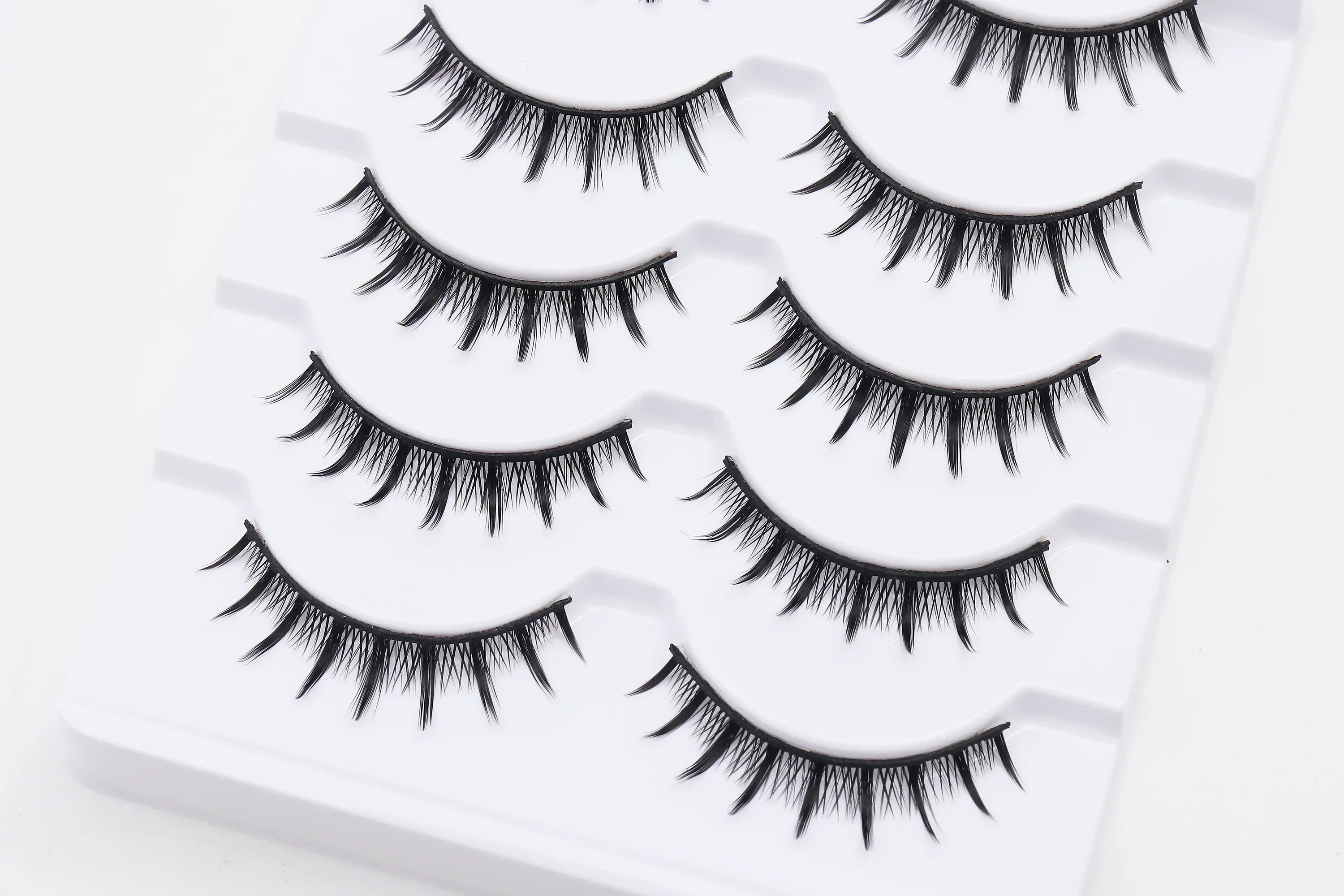 DINGSEN 5 Pairs Manga Lashes Cosplay Fake Eyelashes Strip Lash Soft Natural Look Fox Eye Korean Manhua Makeup False Eyelashes