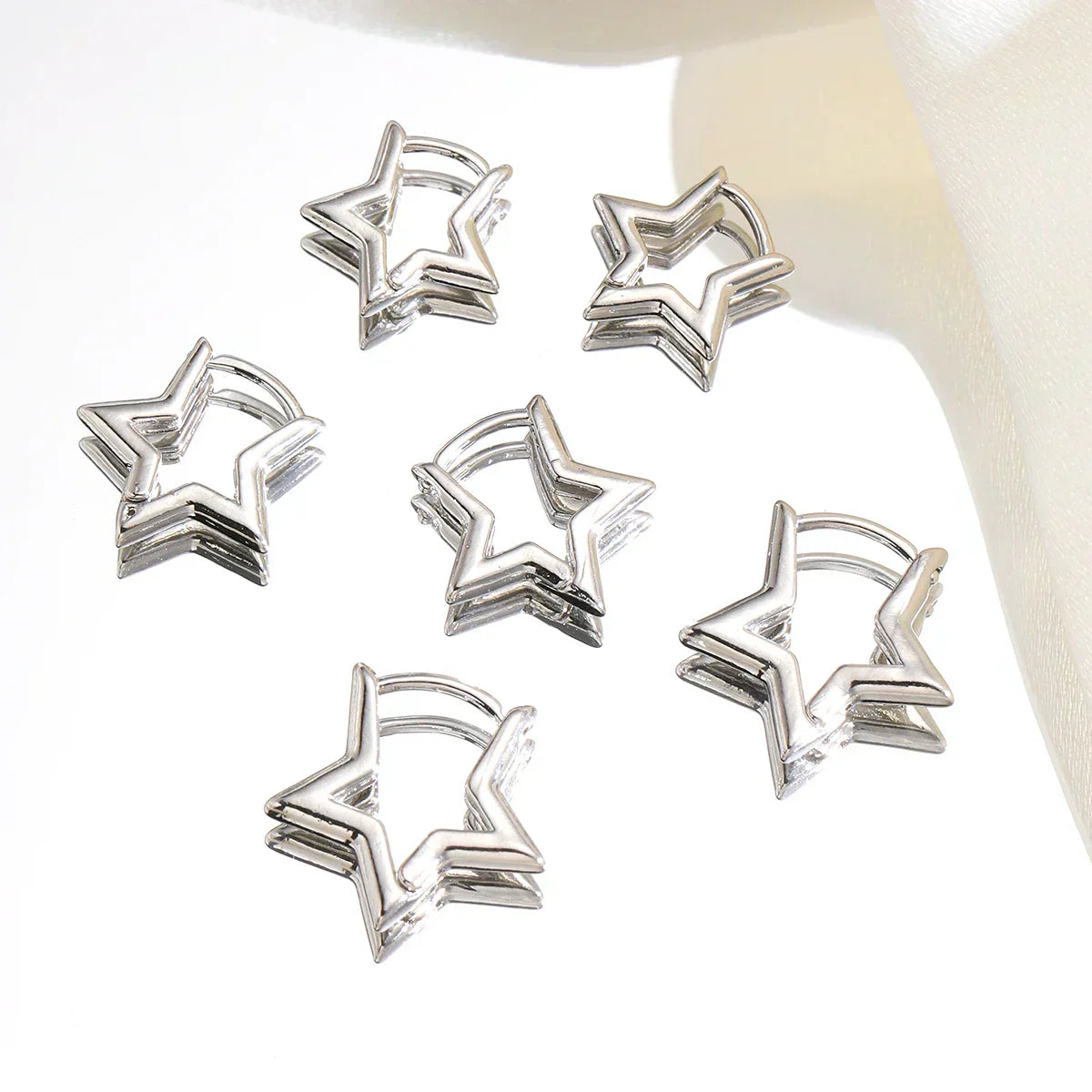 3 Pairsset Punk Geometric Star Hoop Earrings for Women