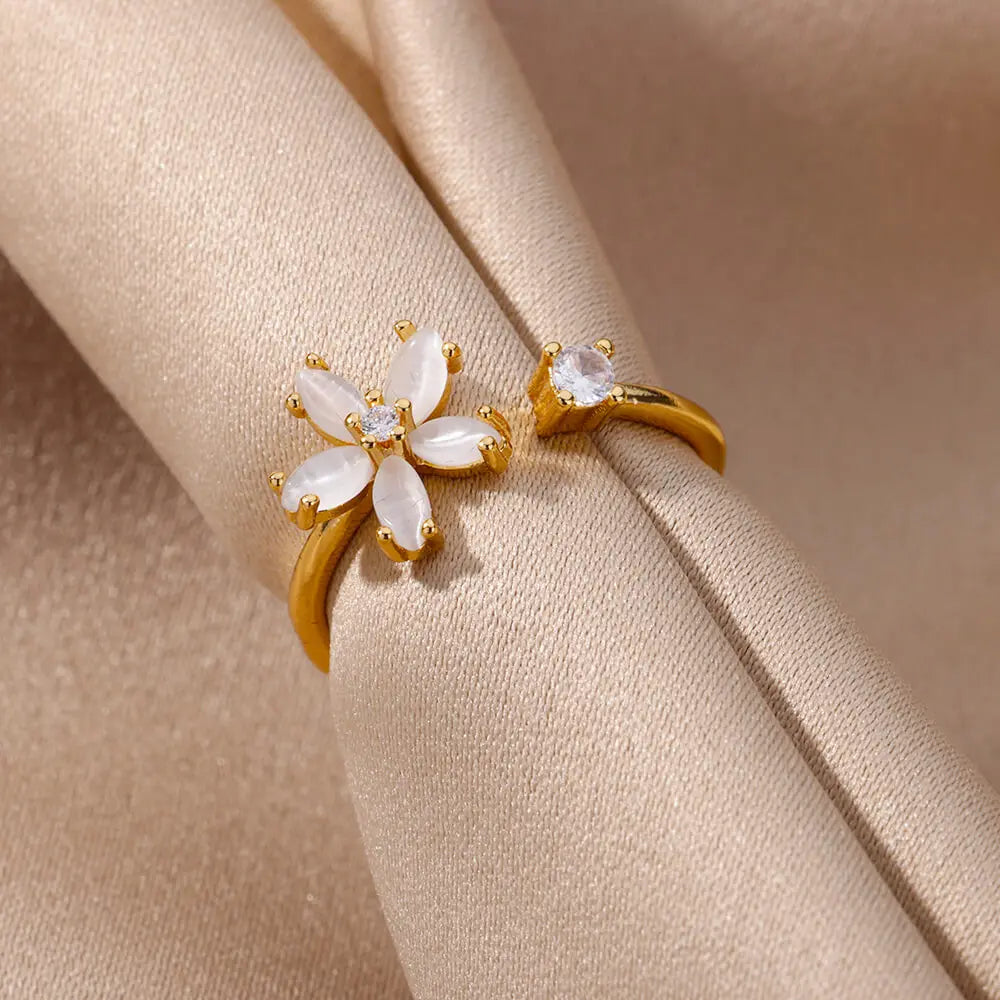 Opal Flower Rings For Women Cubic Zirconia TRENDY Style
