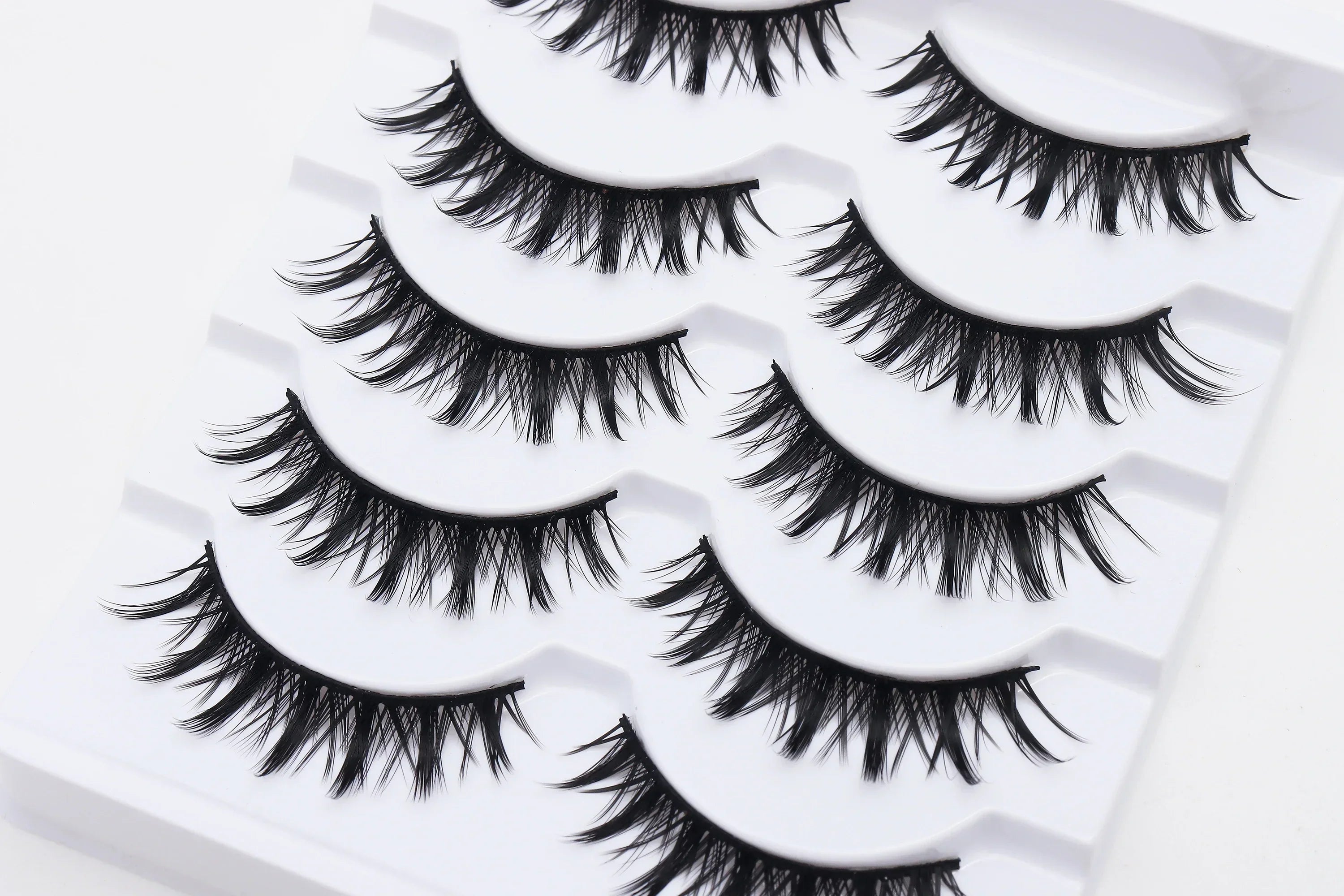DINGSEN 5 Pairs Manga Lashes Cosplay Fake Eyelashes Strip Lash Soft Natural Look Fox Eye Korean Manhua Makeup False Eyelashes