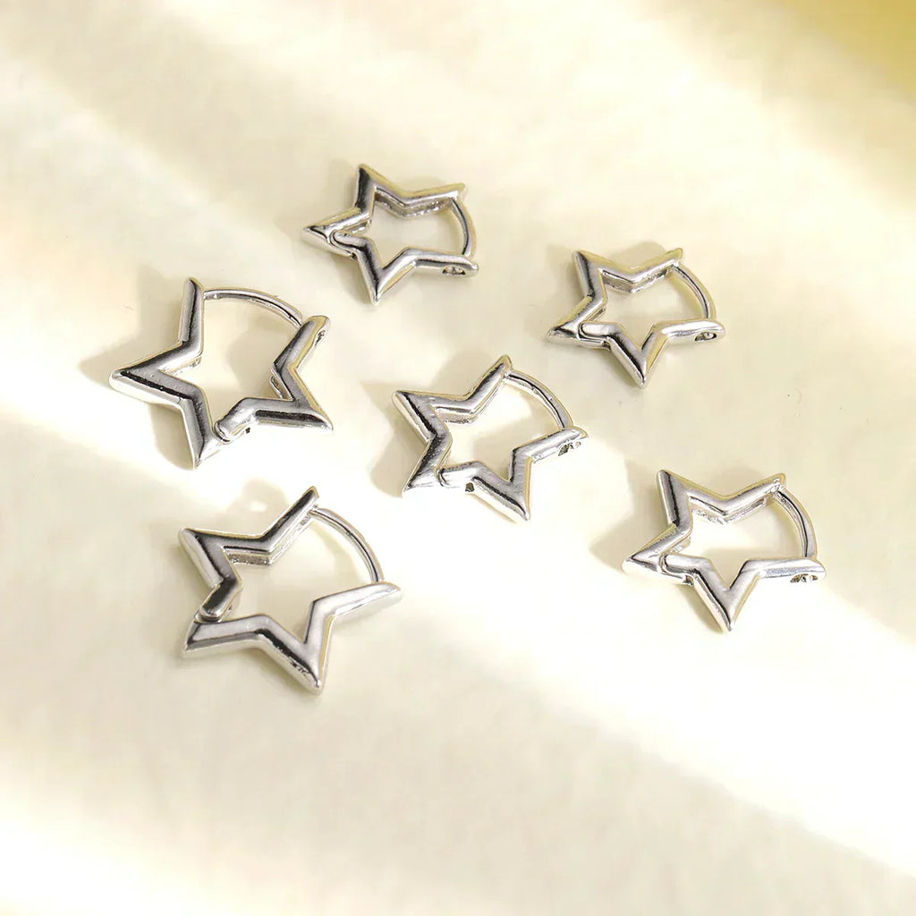 3 Pairsset Punk Geometric Star Hoop Earrings for Women
