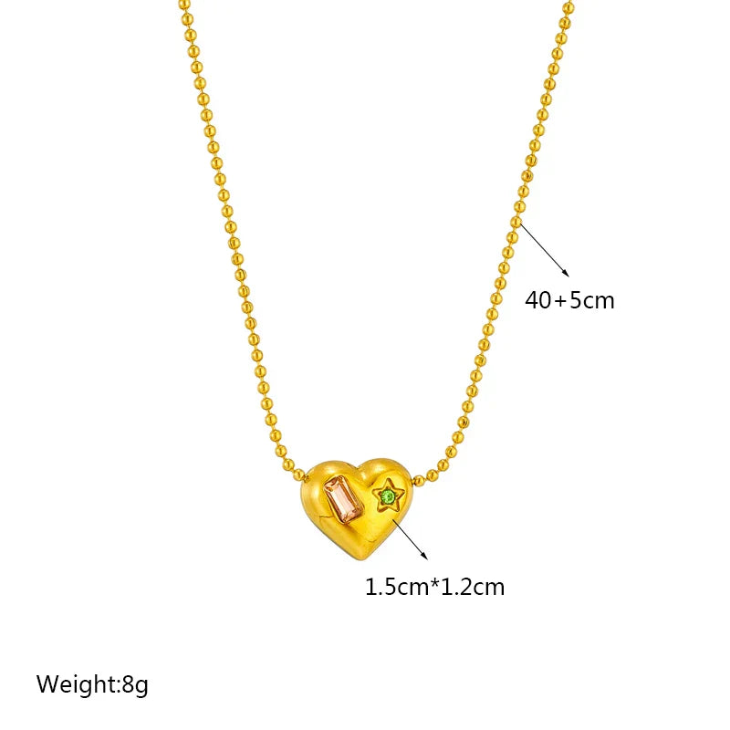 316L Stainless Steel Heart Eye Square Butterfly Pendant Necklace
