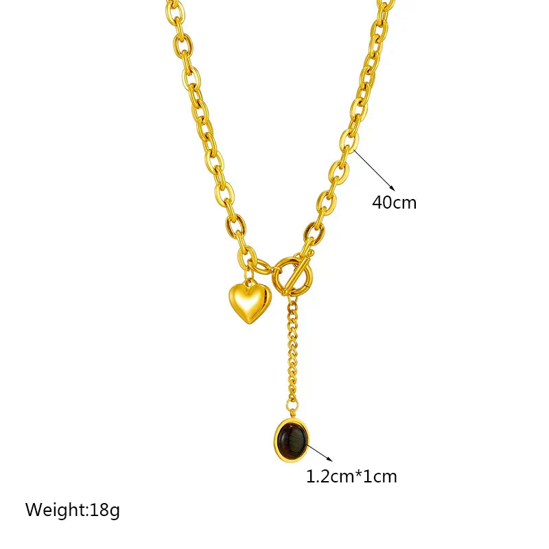 316L Stainless Steel Heart Eye Square Butterfly Pendant Necklace