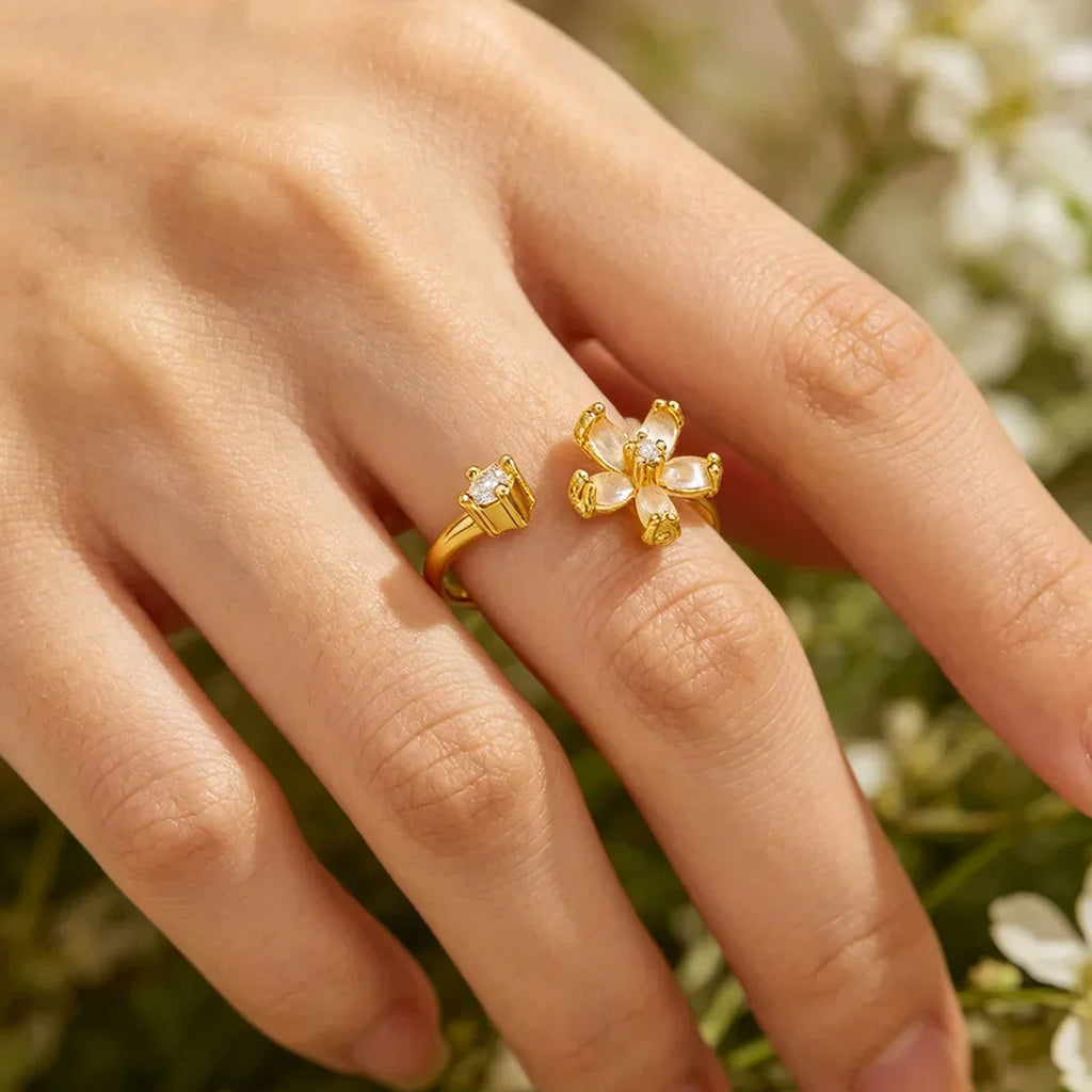 Opal Flower Rings For Women Cubic Zirconia TRENDY Style