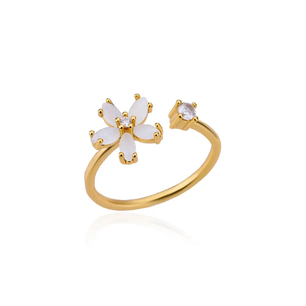 Opal Flower Rings For Women Cubic Zirconia TRENDY Style