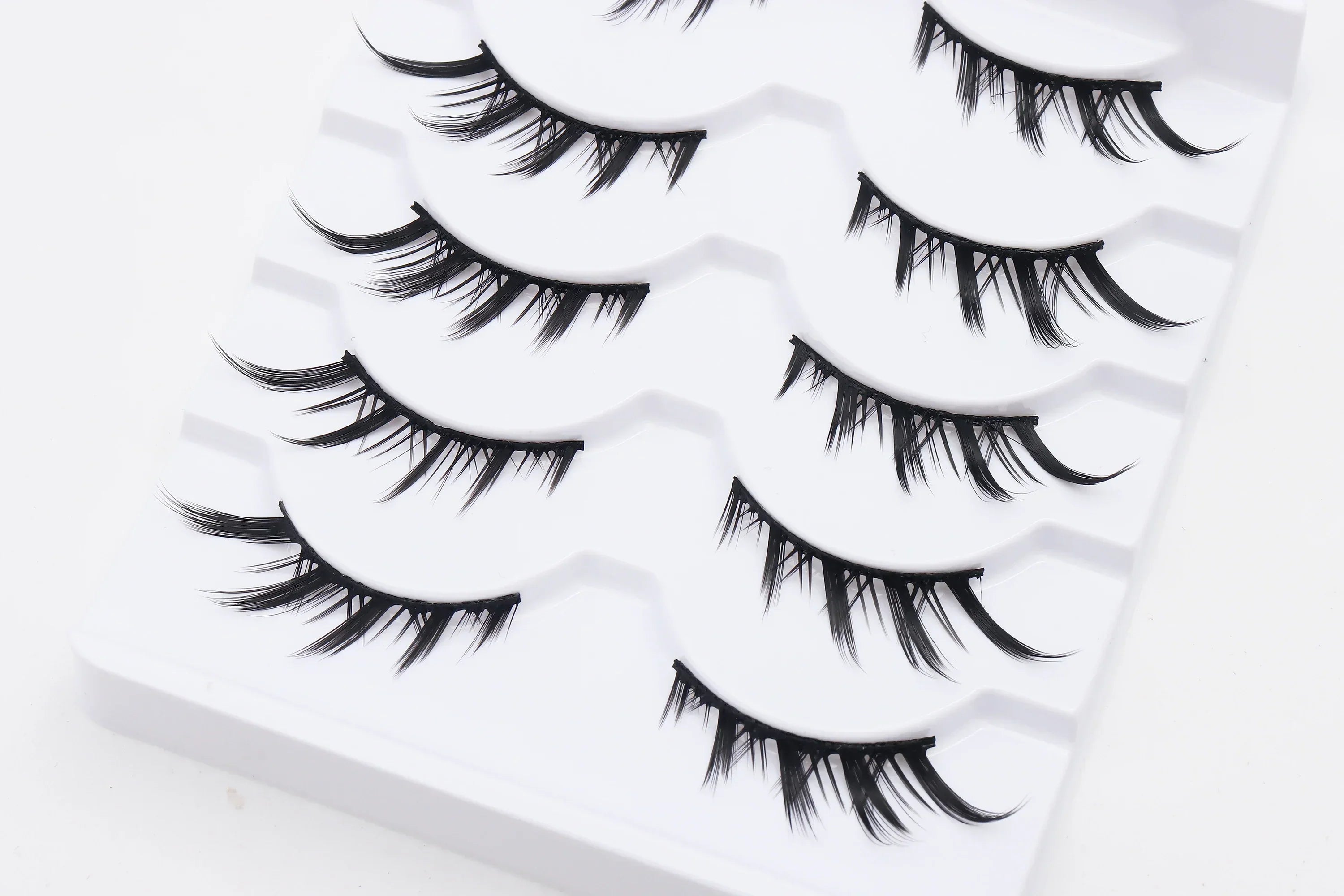 DINGSEN 5 Pairs Manga Lashes Cosplay Fake Eyelashes Strip Lash Soft Natural Look Fox Eye Korean Manhua Makeup False Eyelashes