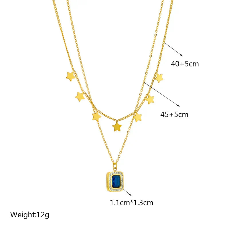 316L Stainless Steel Heart Eye Square Butterfly Pendant Necklace