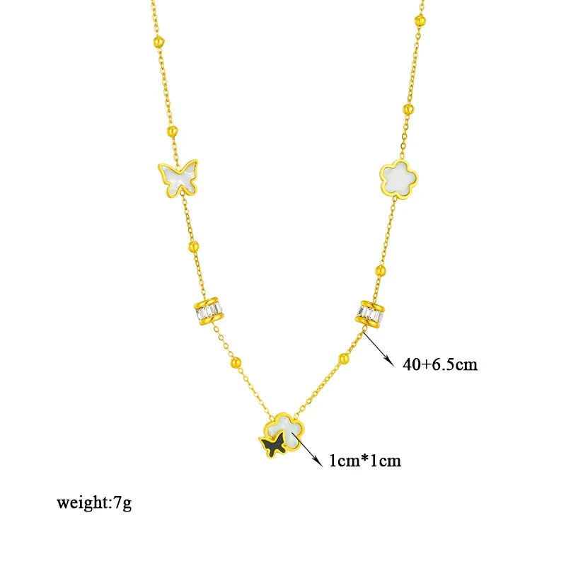 316L Stainless Steel Heart Eye Square Butterfly Pendant Necklace