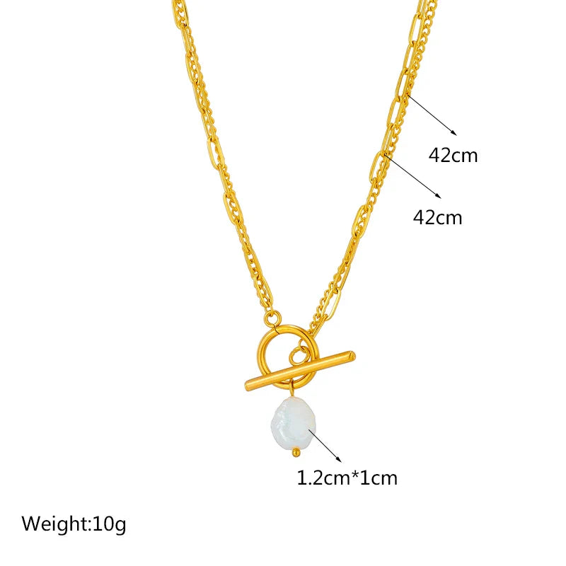 316L Stainless Steel OT Clasp Large Pearl Pendant Necklace For Women