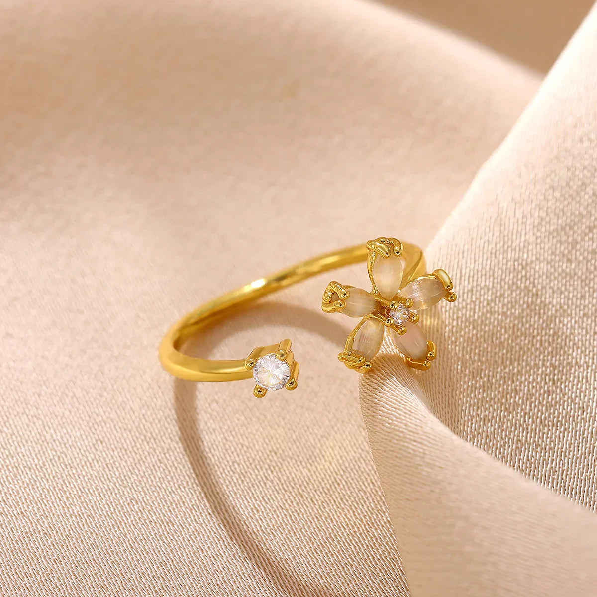 Opal Flower Rings For Women Cubic Zirconia TRENDY Style