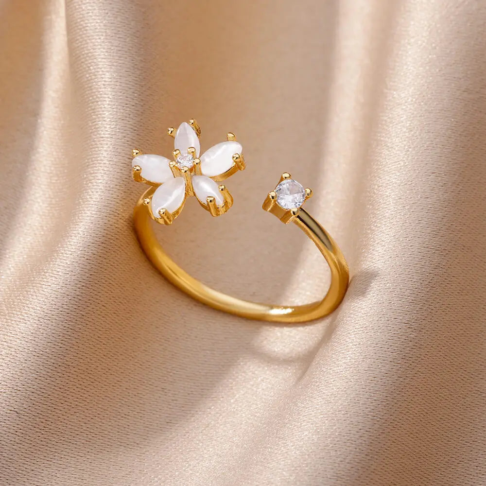 Opal Flower Rings For Women Cubic Zirconia TRENDY Style