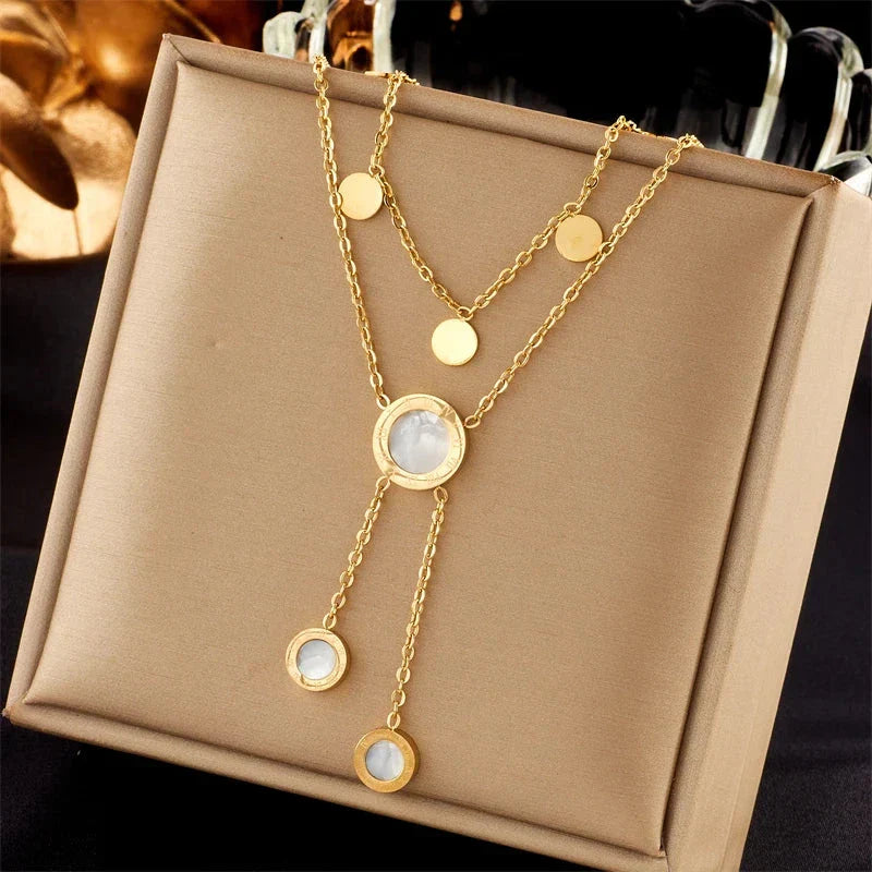 316L Stainless Steel Heart Eye Square Butterfly Pendant Necklace
