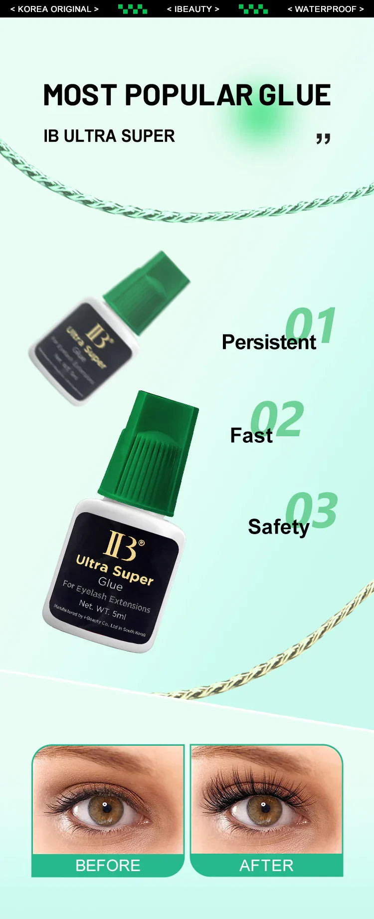 Super Glue Fast Drying Eyelash Extensions IB Green Ultra Super Glue