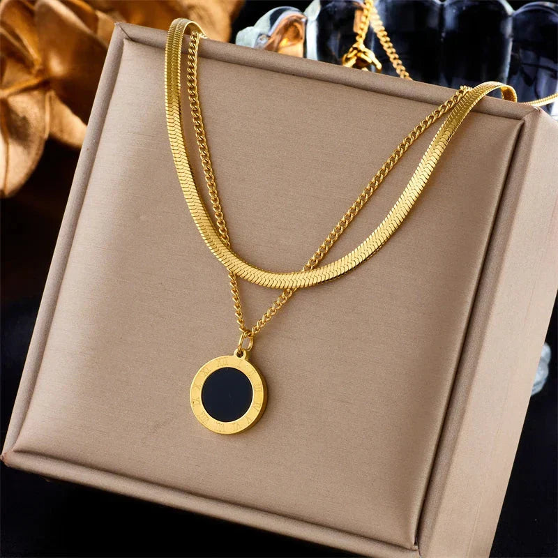 316L Stainless Steel Heart Eye Square Butterfly Pendant Necklace