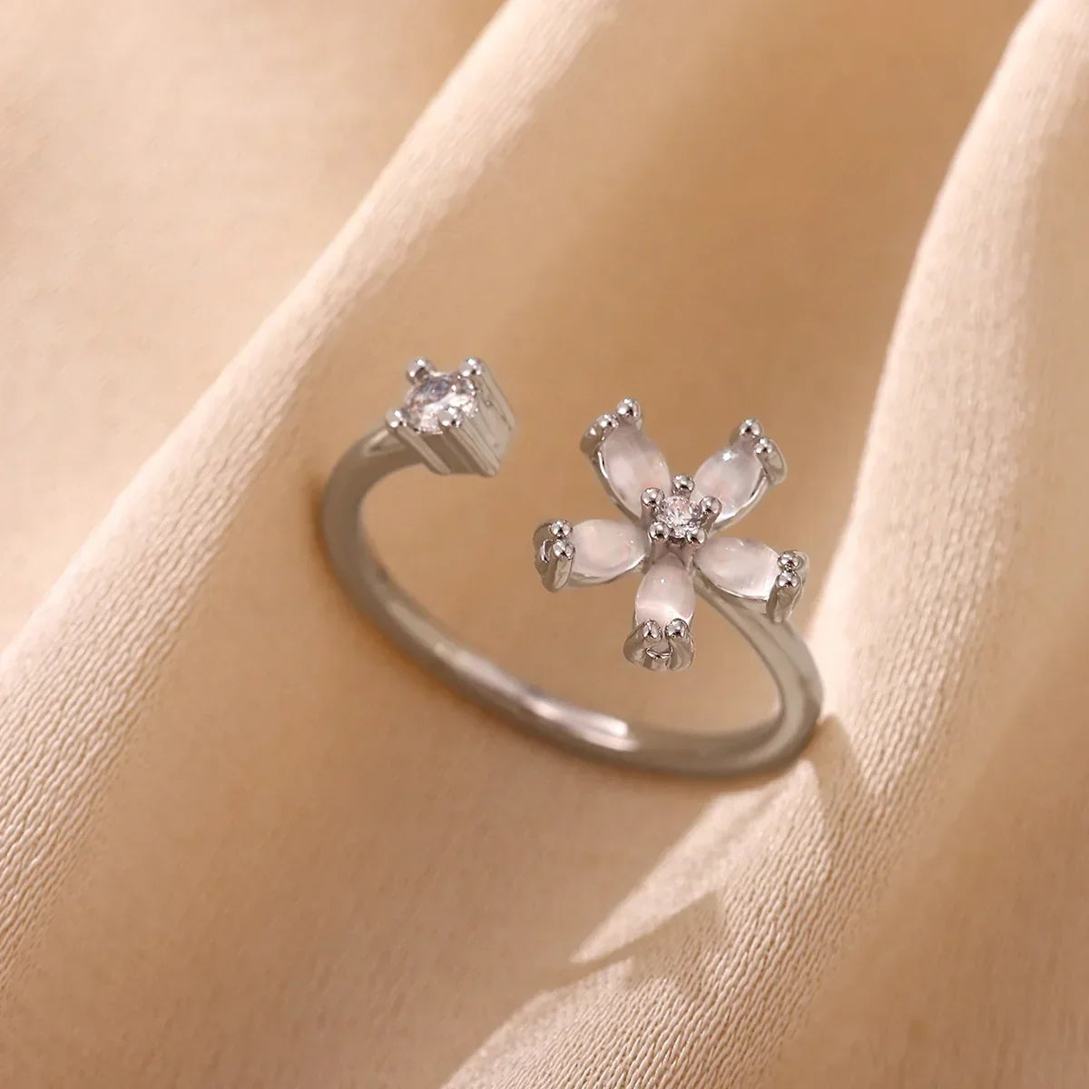 Opal Flower Rings For Women Cubic Zirconia TRENDY Style