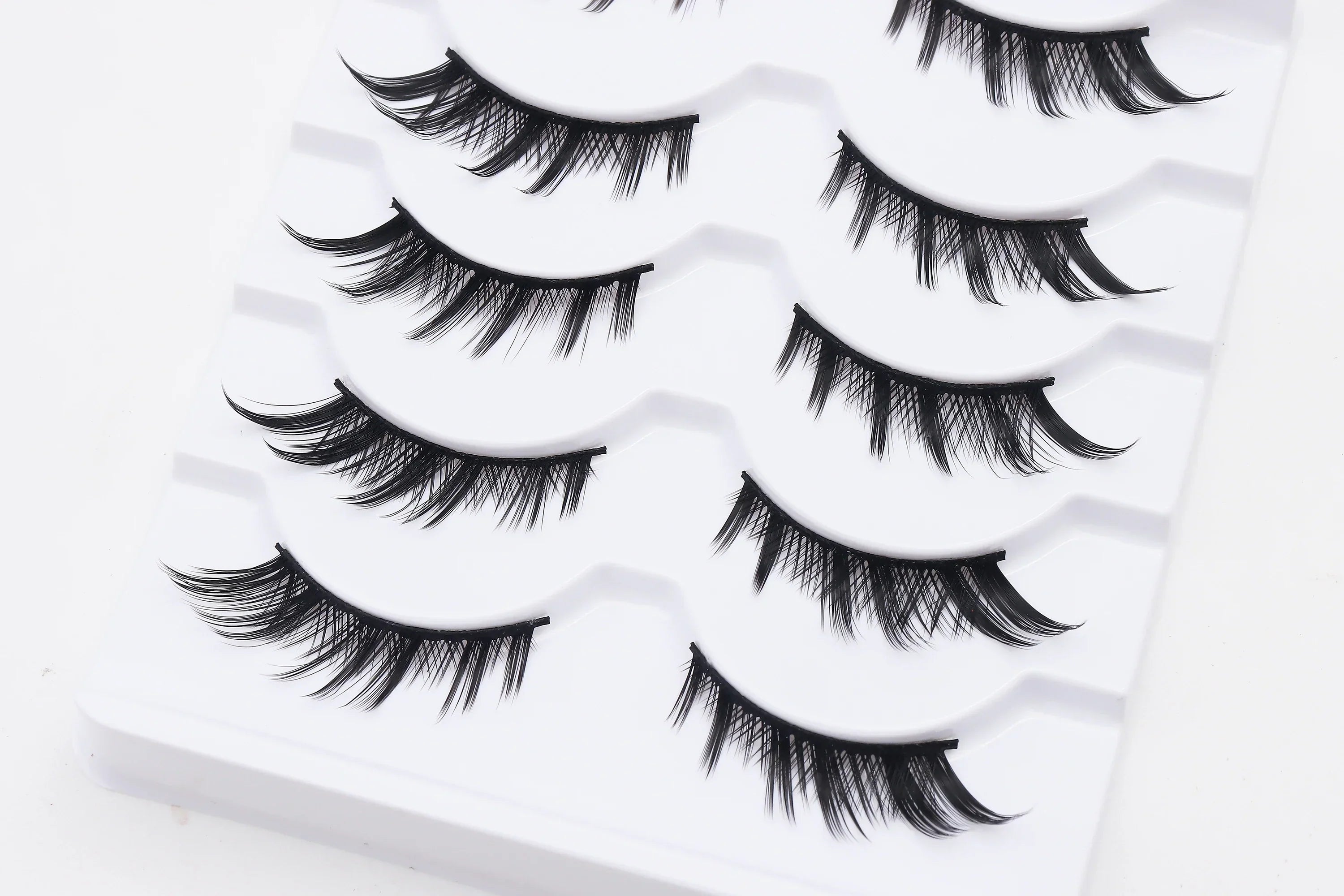 DINGSEN 5 Pairs Manga Lashes Cosplay Fake Eyelashes Strip Lash Soft Natural Look Fox Eye Korean Manhua Makeup False Eyelashes
