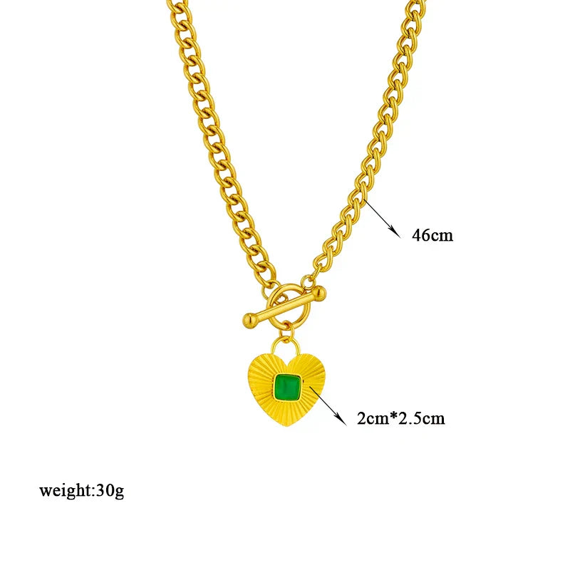 316L Stainless Steel Heart Eye Square Butterfly Pendant Necklace