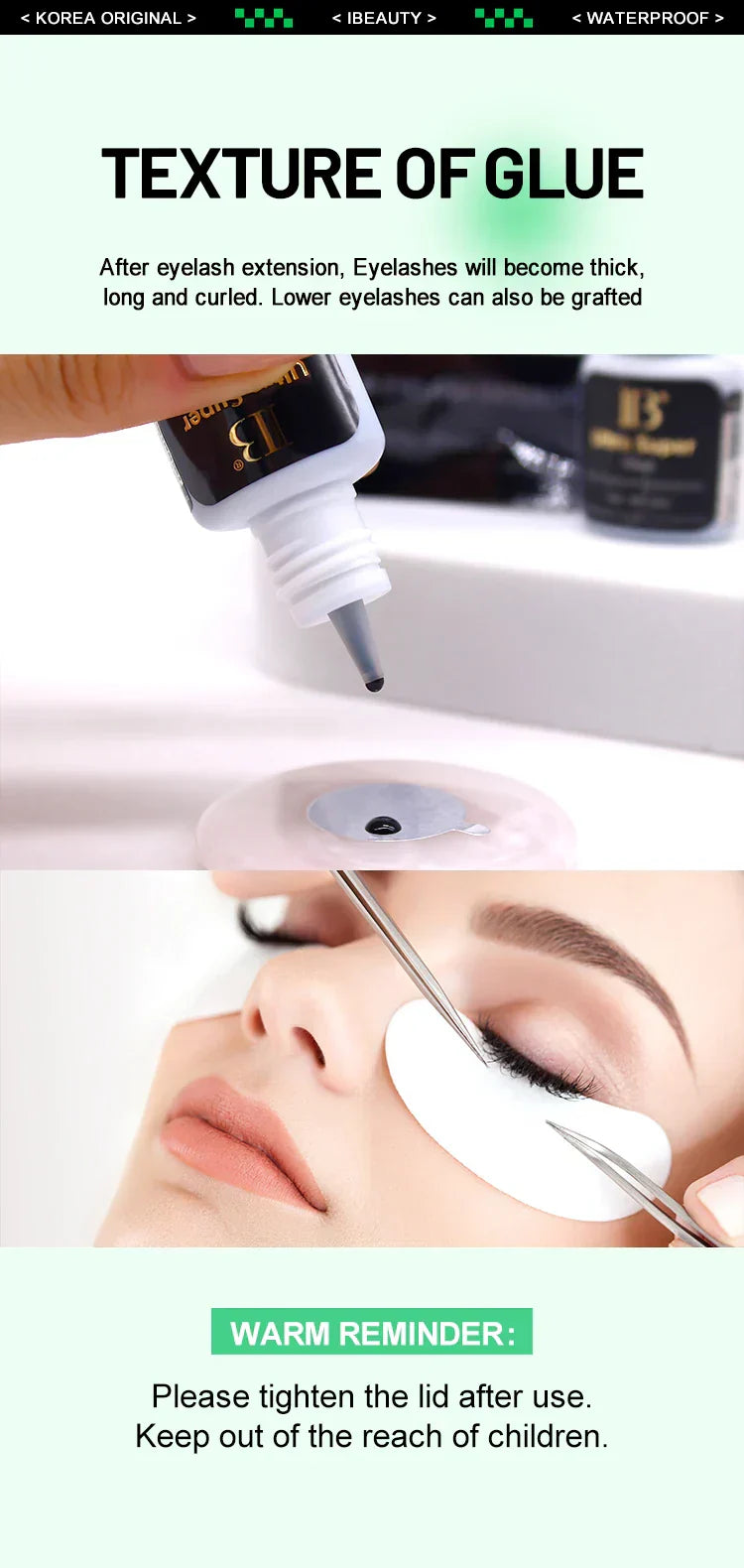 Super Glue Fast Drying Eyelash Extensions IB Green Ultra Super Glue
