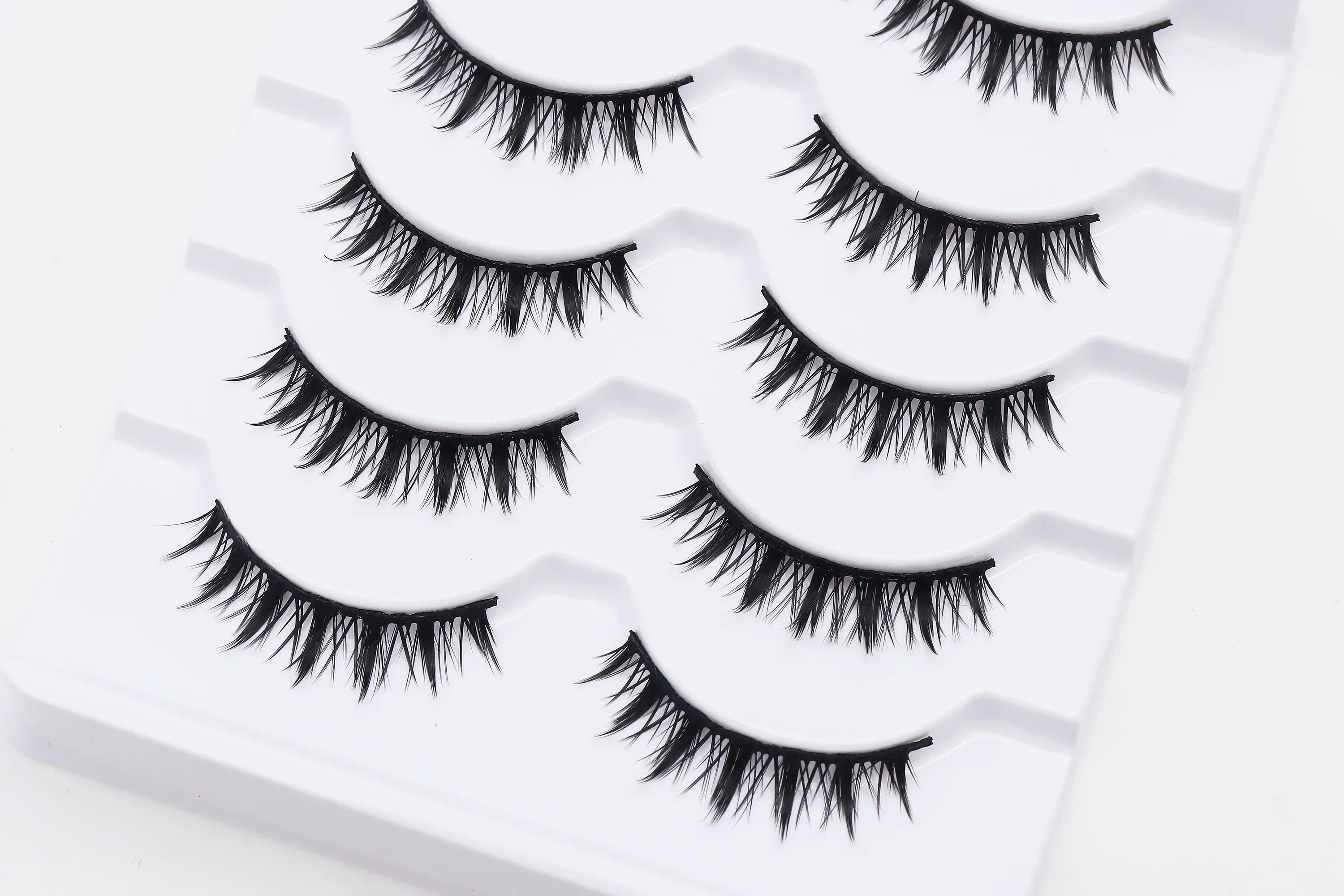 DINGSEN 5 Pairs Manga Lashes Cosplay Fake Eyelashes Strip Lash Soft Natural Look Fox Eye Korean Manhua Makeup False Eyelashes